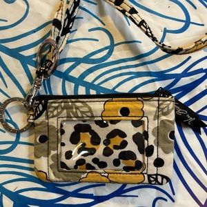 Vera Bradley leopard flower ID card lanyard